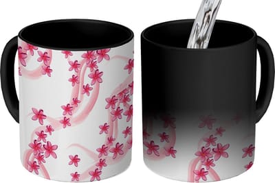 Magische Mok - Foto op Warmte Mokken - Koffiemok - Patronen - Sakura - Zen - Yoga - Magic Mok - Beker - 350 ML - Theemok