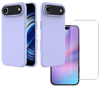 Shockproof Backcover - Liquid Silicone Soft Hoesje - Geschikt voor: iPhone Air - Lila + 2x Screenprotector Beschermglas - Glasplaatje