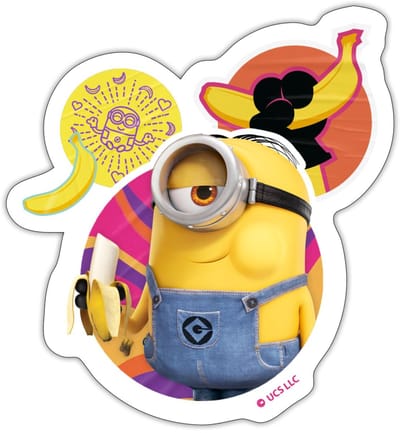 Minions Stuart Met Banaan Sticker Maat S (max. 10 x 10cm)