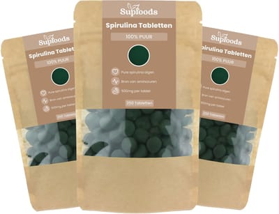 Spirulina Tabletten 100% Puur - 1000 Tabletten - Spirulina Tabletten 500mg - Rijk aan Eiwitten en Natuurlijke Voedingsstoffen - Alternatief voor Spirulina Poeder