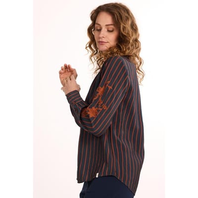 Blouse Inez Blue with brown stripe