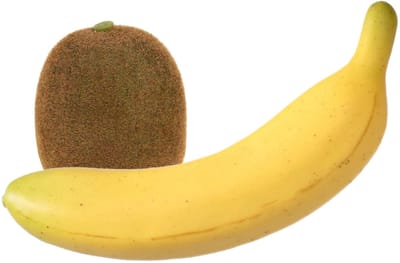 Kunstfruit Banaan en Kiwi - decoratie - kunststof - real touch - fruit