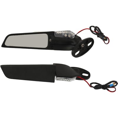 1 paar motorfiets zijspiegels verstelbare achteruitkijkspiegels met LED-licht voor NINJA 250 300 400 gray
