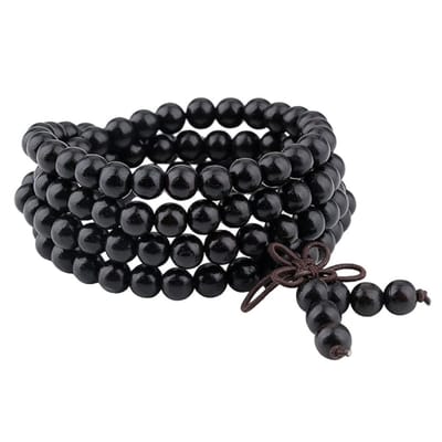Marama - Mala armband sandelhout zwart - elastisch - 108 kralen - damesarmband - herenarmband