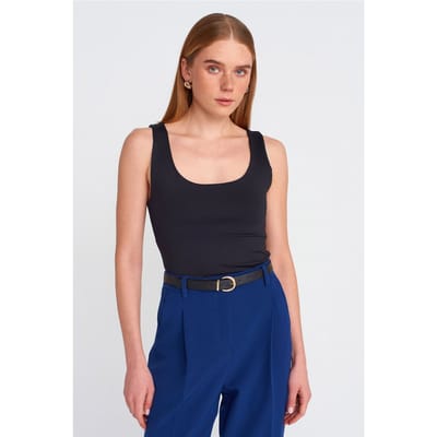 Mouwloze Blouse met Vierkante Halslijn in Slank Model