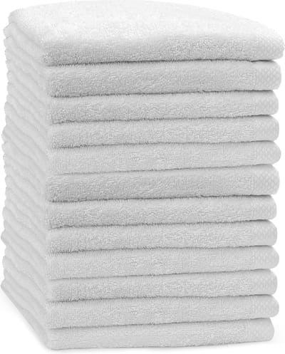 Eleganzzz Handdoeken Set - Set van 12 - Handdoek 50x100cm - 420 gr/m2 - 100% Katoen - white