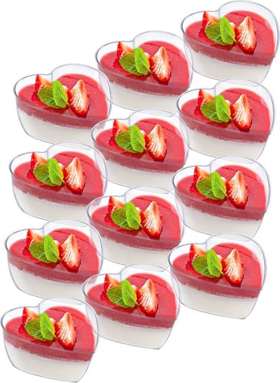 Dessertbekers Hart 120 ml 12 stuks - Schaaltjes - Dessertkopjes - Dessertkommen - Ijsbeker - Ijscoupe - Bekers voor Dessert Ijs Hapjes Tapas