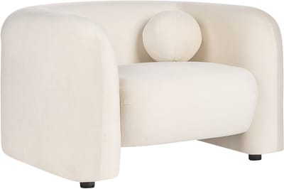 LEIREN - Fauteuil - Gebroken wit - Fluweel