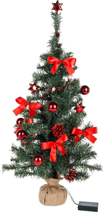 HI Kunstboom/kunst kerstboom - 75 cm - met kerstversiering en kerstverlichting