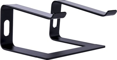 QUVIO Laptopstandaard - Laptophouder - Laptop verhoger - Laptopstandaarden - Laptop standaard universeel 10 tot 17 inch - Geschikt voor Apple Macbook - Asus - HP - Acer - Ruimte voor een toetsenbord - Kabeluitsparingen - Aluminium - Zwart