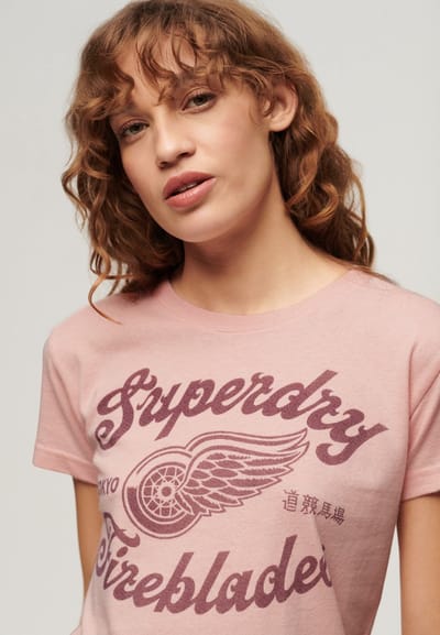 Superdry - T-shirt met Archive Kiss-print - Dames - T-shirts