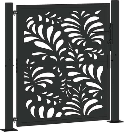 Stalen Tuinpoort - Metalen Poort - Tuin Afscheiden - Lasergesneden Golfdesign - 100x100 cm - Zwart