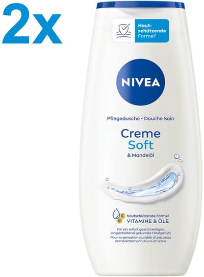 NIVEA - Creme Soft - Douchecrème - 2x 250 ml - Voor een Zacht en Gezond Huidgevoel - DUO DEAL!