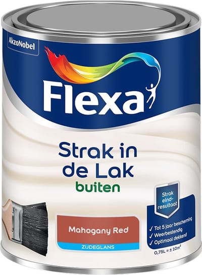 Flexa - Strak In De Lak Buitenlak Zijdeglans - Mahogany Red - Mengverf - 750 Ml