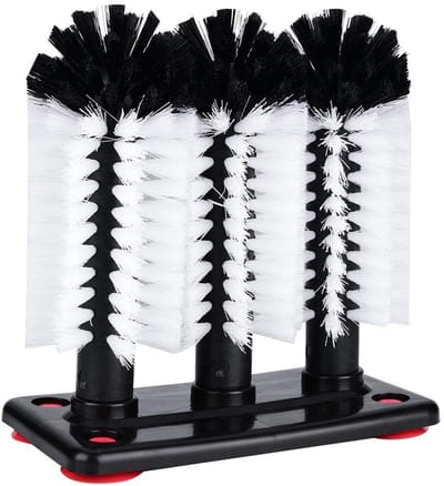 Triple Brush Bar Glass Washer - 3 Borstels voor Glazen Reinigen met Zuignap