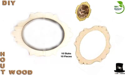Bob Online ™ - 10 Stuks - Ovaal Houten Fotolijsten - Natuurlijke Houten Craft Ovaal Fotolijst – Oval Wooden Craft DIY Frames – Scrapbooking en Kaarten Maken Houten Accessoires – Houten Hobby Fotolijst – Doe-het-zelf Houten Fotolijsten
