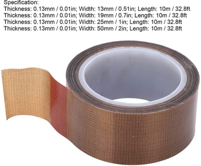 Dailygoods- Afdichtingstape Zelfklevend - PTFE Tape - Vacuümverzegelaar - Hoge Temperatuur - 0.13mm x 19mm x 10m - Vervangende Tape - Isolatietape