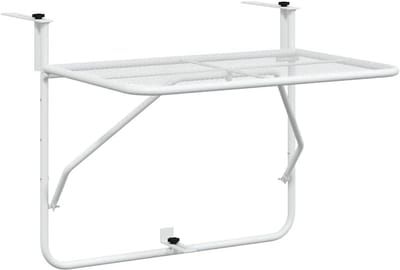 Witte Opklapbare Balkontafel Staal voor Buiten en Patio