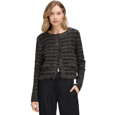 Verkorte cardigan met pailletten - beige / bruin / zwart - Gr. 42 van Goldner Fashion