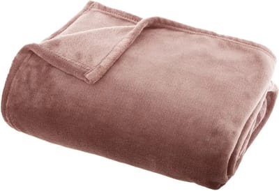 Atmosphera Plaid deken - oud roze - polyester - 130 x 180 cm - Bankdeken - Fleece plaid