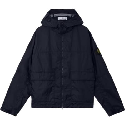 Stone Island SS26 Lente Zomer Collectie Badge Mouw Logo Waterdichte Rits Capuchon Jas Uniseks jassen L1S154100004S0A21-V0020 M black