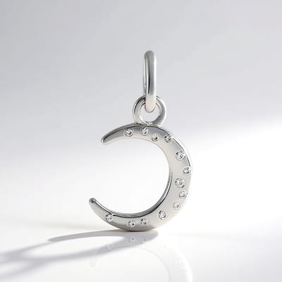 Cavill - Zilveren hanger met Cambodjaanse zirkonia's - 925 Sterling Zilver - Halve maan design - 0,055 ct - subtiel en elegant