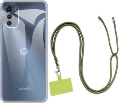 Casemania Hoesje Geschikt voor Motorola Moto E32 & E32S - Transparant & Koord Mos - Groen - Siliconen Back Cover