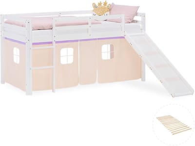 Homestyle4u Hoogslaper - 90x200 cm - perzik - met lattenbodem