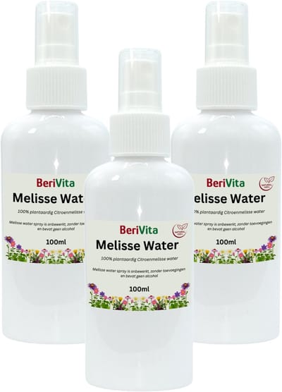 Melisse Water 3x100ml Spray - Puur - Hydrosol, Hydrolaat van Citroenmelisse - Gezicht en Body Mist - Natuurlijke Toner