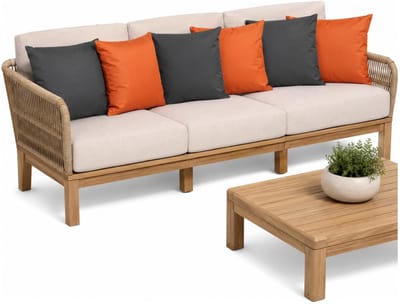 Anna Collection Bank/sier/tuin kussens - binnen/buiten - set 6x stuks - oranje/antraciet grijs - 45 x 45 cm