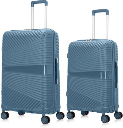 Mallorca Reiskofferset 2-delig - 65 en 93 liter - Ruimbagage - Ice blue - Met Ingebouwd TSA Slot - Voor Vliegtuig en Lange Vakanties