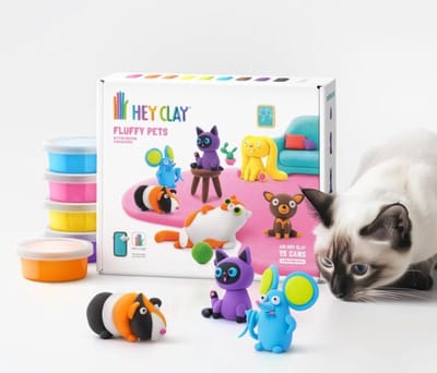 Hey Clay Fluffy | Pluizige Huisvriendjes - aan de lucht drogende klei | 15 potjes