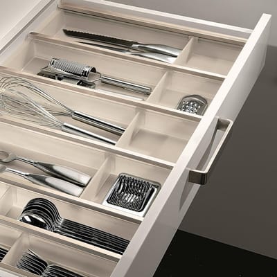 Bestekbak 900 mm voor la met translucente kunststof en aluminium