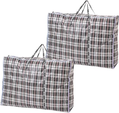 Opbergzakken - Jumbo waszak - Ruimte besparen - Waterdicht dubbel rits - 70x60x28cm - Zwart ruit