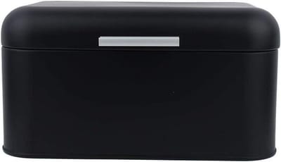 Bread Box, Vintage Bread Bin Large Capacity Kitchen Storage Container for Shop Bread Bread Dinner Rolls Pastry Baked Goods (Black)