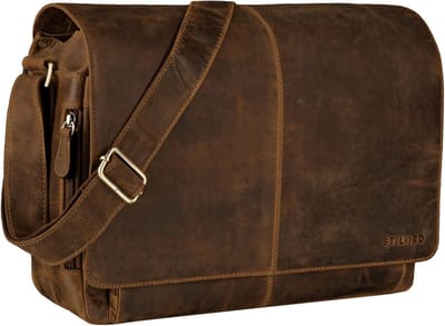 Grote Leren Schoudertas Heren Dames - Vintage Aktetas 15.6 Inch Laptop Tas