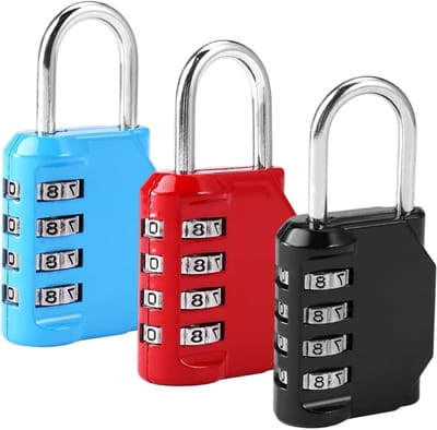 Set van 3 Weerbestendige 4-Cijferige Combinatiesloten van Metaal voor Gym- en Schoollockers - Veilig en Duurzaam
