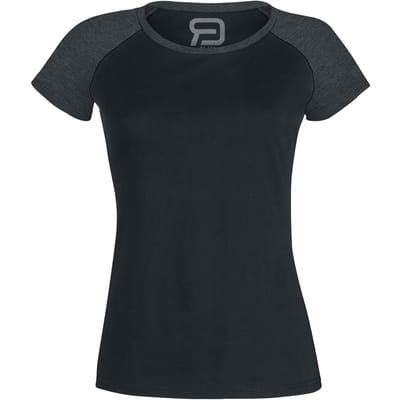 R.E.D. by EMP T-shirt - Short Raglan Road - S tot 5XL - voor Vrouwen - zwart/grijs gemêleerd