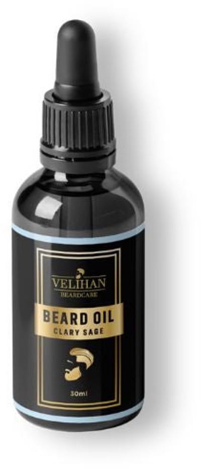 Velihan Beardcare - Baardolie Clary Sage (Scharlei plant) 30 ml - Baardparfum - Baardolie voor baardgroei - Baard olie - Baard verzorging - Baardolie korte Baard - Baardolie lange Baard