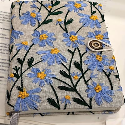 Carnet de notes en tissu brodé A5 A6, bloc-notes vierge, 96 feuilles/192 pages, papeterie pour étudiants, fournitures de bureau A6 gray
