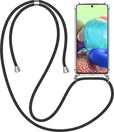 Telefoonhoesje Geschikt voor Samsung Galaxy A71 5G met Koord en Stootrand - TPU Backcover Shockproof met Lanyard - Smartphonica geschikt voor Samsung Galaxy A71 5G