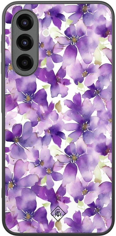 Casimoda® hoesje - Geschikt voor Samsung Galaxy A26 - Floral Violet - Zwart TPU Backcover - Bloemen - Paars