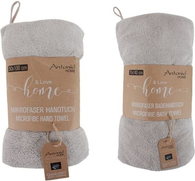 2 Delige handdoeken set - Microvezel handdoek 50x100 cm en 70x140 cm – Zachte sneldrogende handdoek – Beige