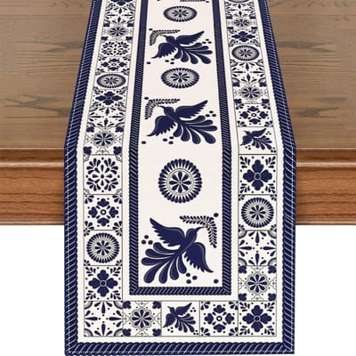 Talavera Bloemen Vogel Mexicaans Linnen Tafelkleden Mexicaans Dia De Los Muertos Feest Decoratie Commode Sjaal Feest Eettafel Decoratie 150x33cm