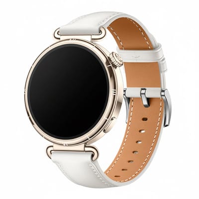 Leren bandje - geschikt voor Garmin Venu 2s / 3s / 4 (41mm) / Vivoactive 4s / Forerunner 255s / 265s - Huawei Watch GT 5 Pro - 42mm / GT 6 / GT 5 / GT 4 - 41mm - leer - wit