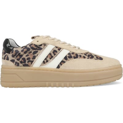 PS Poelman ANEMONE Dames Sneakers - Bruin Meet Dierenprint - Maat 40