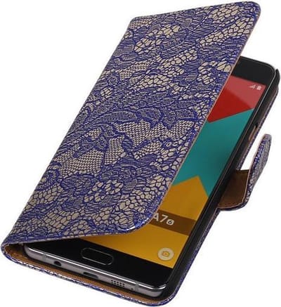 Blauw Lace Booktype Samsung Galaxy A7 2016 Wallet Cover Hoesje