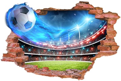 VT Goods - Voetbal muurstickers - 3D muursticker - Groot formaat - Zelfklevend - Decoratie kinderkamer - Geschikt voor jongens - 68 x 45 cm