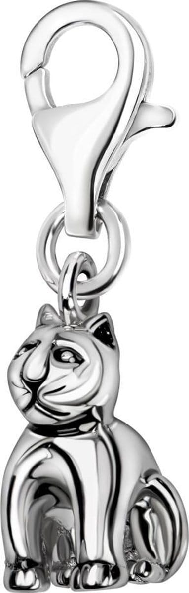Quiges – 925 - Zilver – Charm - Bedel - Hanger - 3D Kat - met – sterling - zilver - karabijnslot - geschikt - voor -Bedelarmband HC024