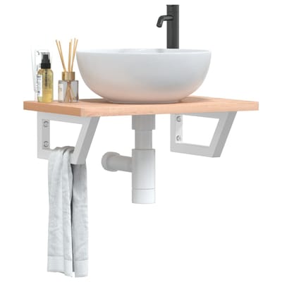 vidaXL - Badkamer - wandschap - staal - en - massief - beukenhout